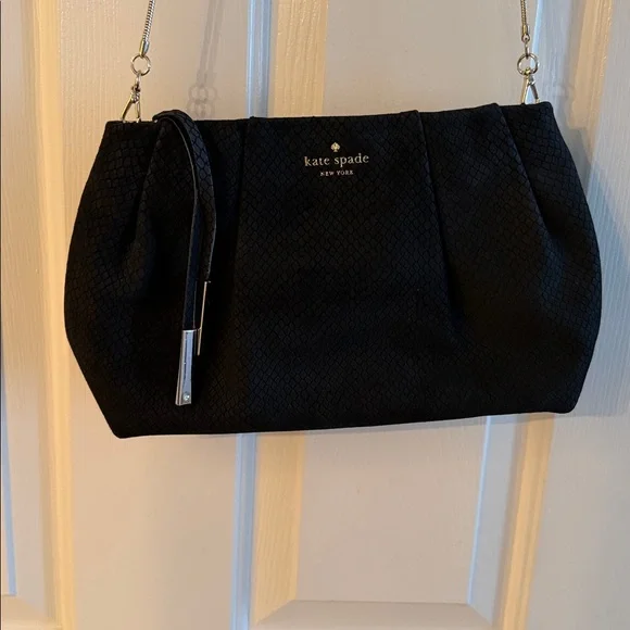 Kate Spade Black Clutch with gold strap - Picture 3 of 11